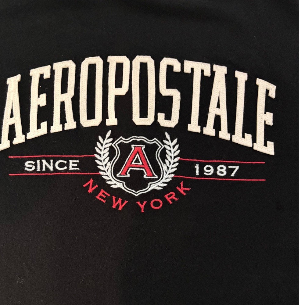 Aeropostale Graphic T-Shirt Women Large Black Since 1987‎ New York New With Tags